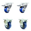 Service Caster 3.5 Inch Blue Polyurethane Swivel Top Plate Caster Lock Brake 2 Rigid SCC, 2PK SCC-TTL20S3514-PPUB-BLUE-2-R-2